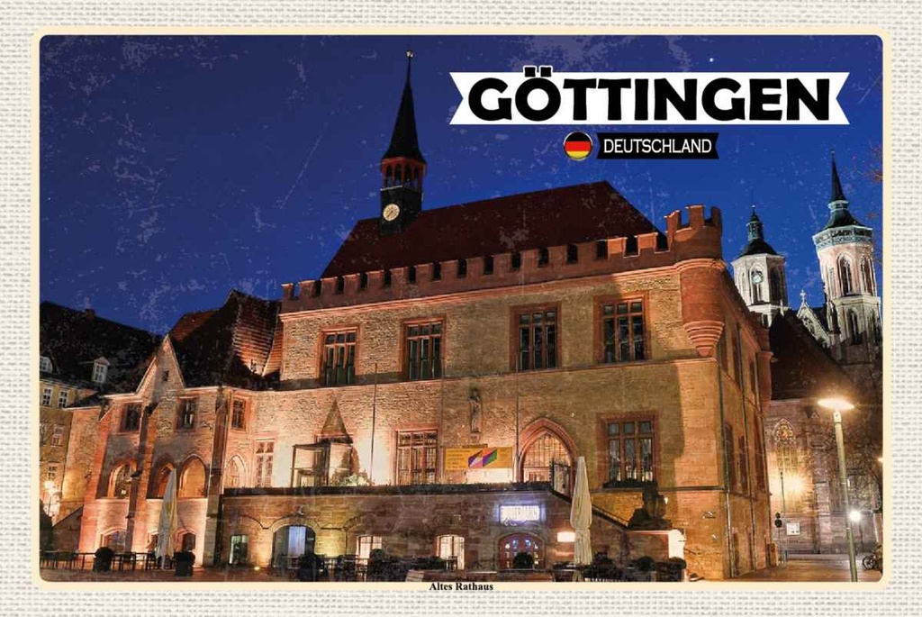 Holzschild 20x30 cm Göttingen Altes Rathaus Bildmotiv Reisemotiv Abenteuer Reisen