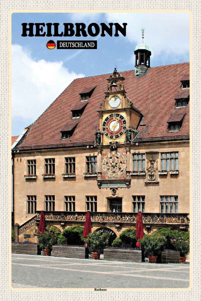 Holzschild 30x20 cm Heilbronn Rathaus Altstadt Bildmotiv Reisemotiv Abenteuer Reisen