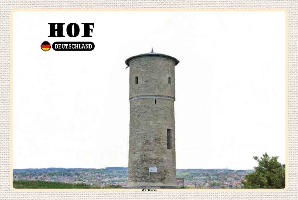 Holzschild 20x30 cm Hof Wartturm Sehenswürdigkeit Bildmotiv Reisemotiv Abenteuer Reisen