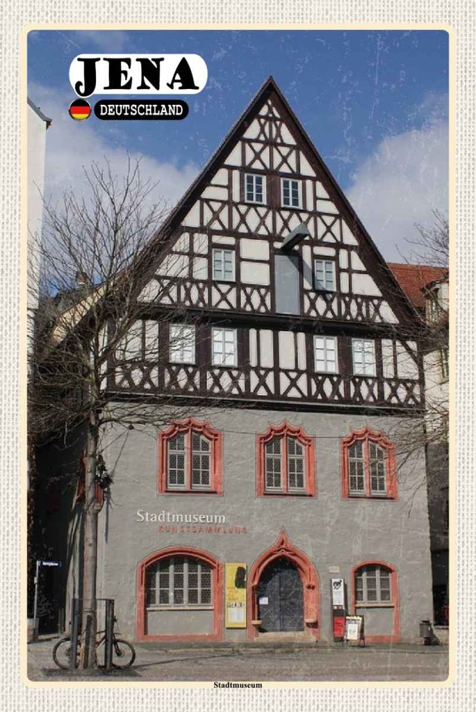 Holzschild 30x20 cm Jena Stadtmuseum Kunstsammlung Bildmotiv Reisemotiv Abenteuer Reisen