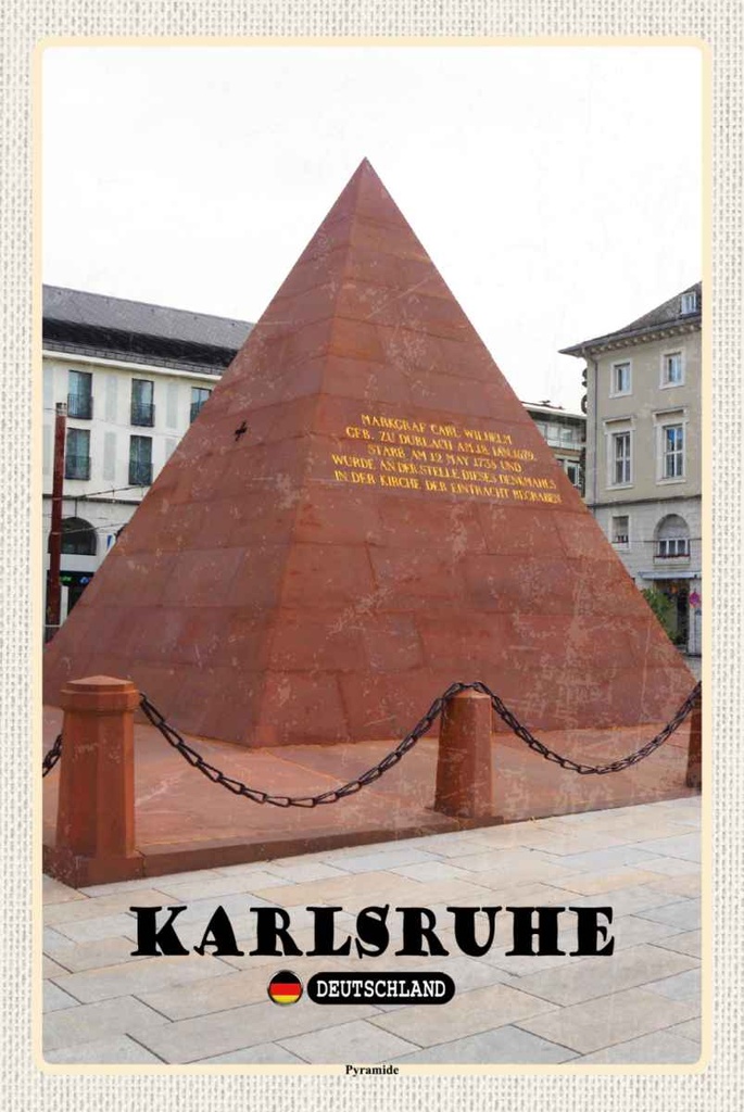 Holzschild 30x20 cm Karlsruhe Pyramide Architektur Bildmotiv Reisemotiv Abenteuer Reisen