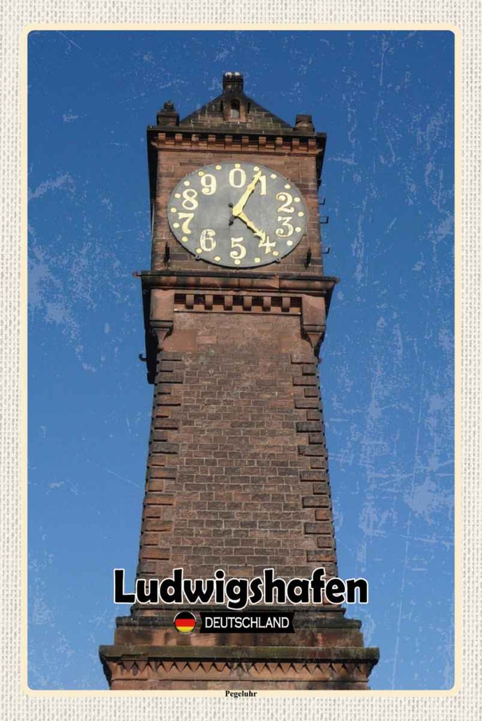 Holzschild 30x20 cm Ludwigshafen Pegeluhr Architektur Bildmotiv Reisemotiv Abenteuer Reisen