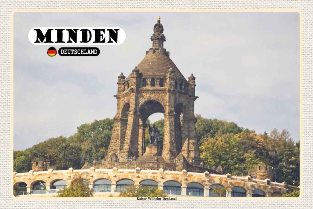 Holzschild 20x30 cm Minden Kaiser-Wilhelm-Denkmal Bildmotiv Reisemotiv Abenteuer Reisen