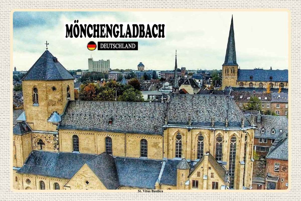 Holzschild 20x30 cm Mönchengladbach St. Vitus Basilica Bildmotiv Reisemotiv Abenteuer Reisen