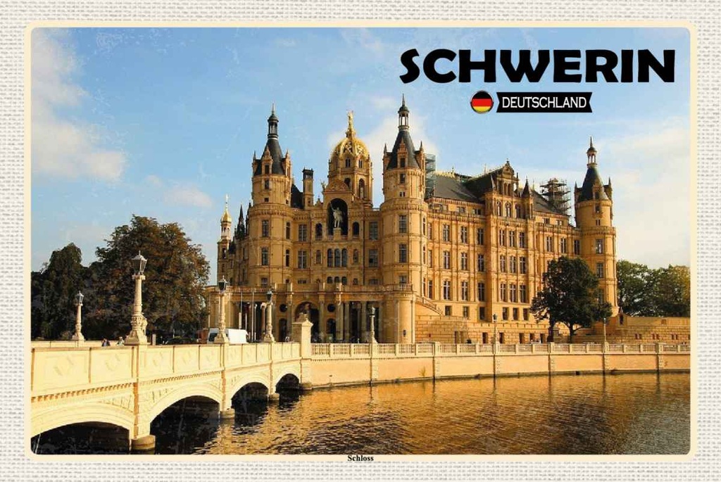 Holzschild 20x30 cm Schwerin Schloss Architektur Bildmotiv Reisemotiv Abenteuer Reisen