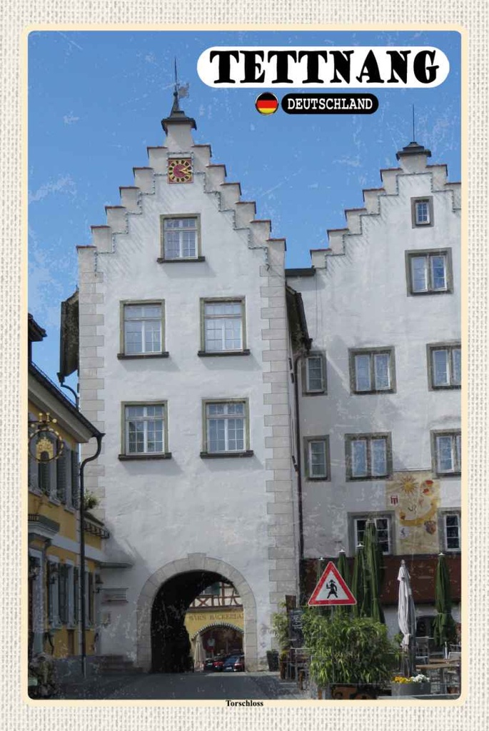 Holzschild 30x20 cm Tettnang Torschloss Altstadt Bildmotiv Reisemotiv Abenteuer Reisen