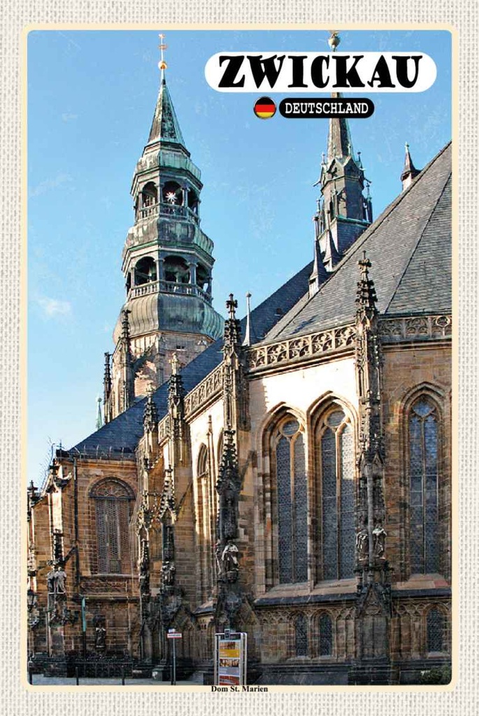 Holzschild 30x20 cm Zwickau Dom St. Marien Kirche Bildmotiv Reisemotiv Abenteuer Reisen