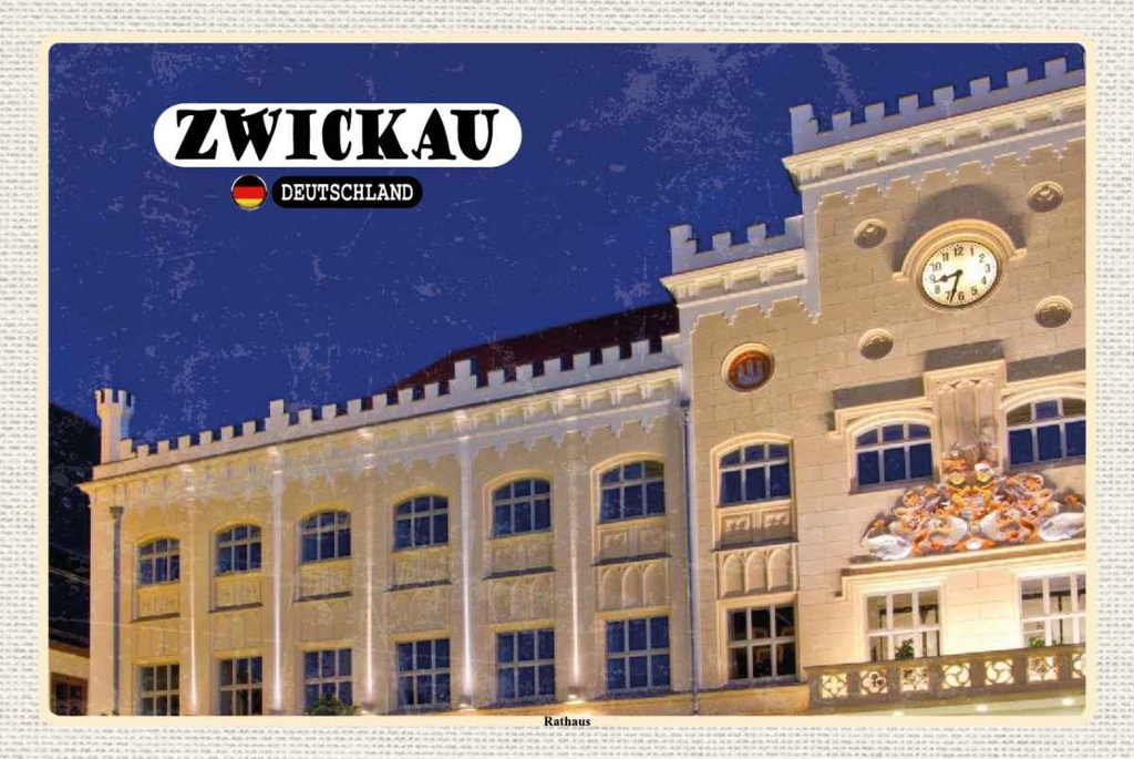 Holzschild 20x30 cm Zwickau Rathaus Architektur Bildmotiv Reisemotiv Abenteuer Reisen