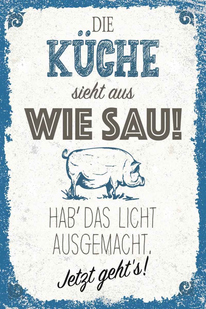 Holzschild 30x20 cm Die Küche sieht aus wie Sau!