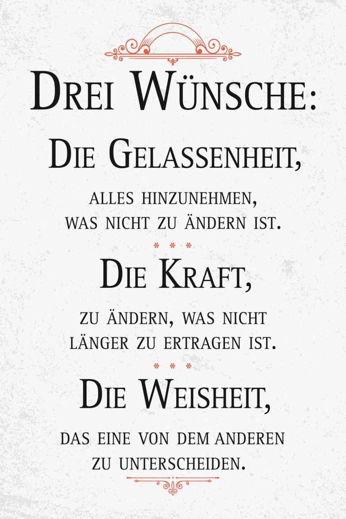 Holzschild 30x20 cm Drei Wünsche Gelassenheit Weisheit