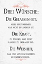 Holzschild 30x20 cm Drei Wünsche Gelassenheit Weisheit