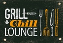 Holzschild 20x30 cm Grill & Chill Lounge Grillen
