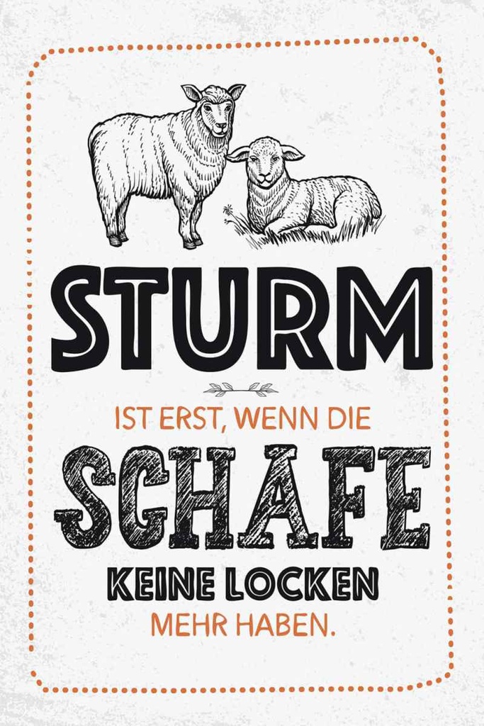 Holzschild 30x20 cm lustig Sturm wenn Schafe Locken