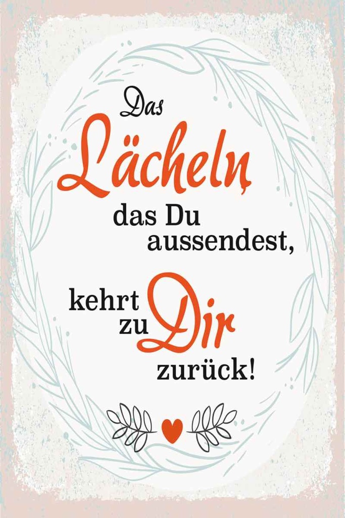 Holzschild 30x20 cm Lächeln kommt zu DIR zurück