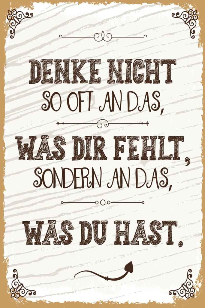Holzschild 30x20 cm denke nicht was fehlt sondern