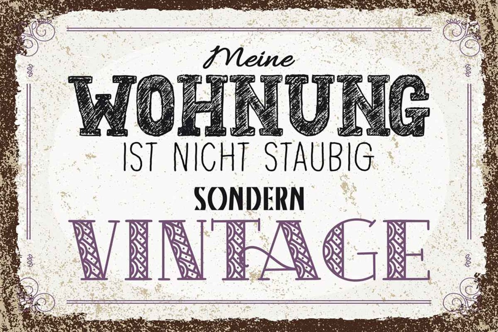 Holzschild 20x30 cm Wohnung nicht staubig Vintage