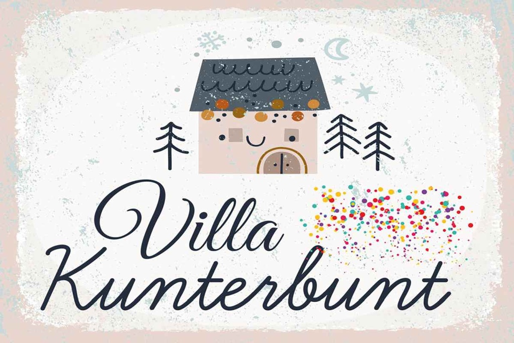 Holzschild 20x30 cm Haus Villa Kuntebunt bunt