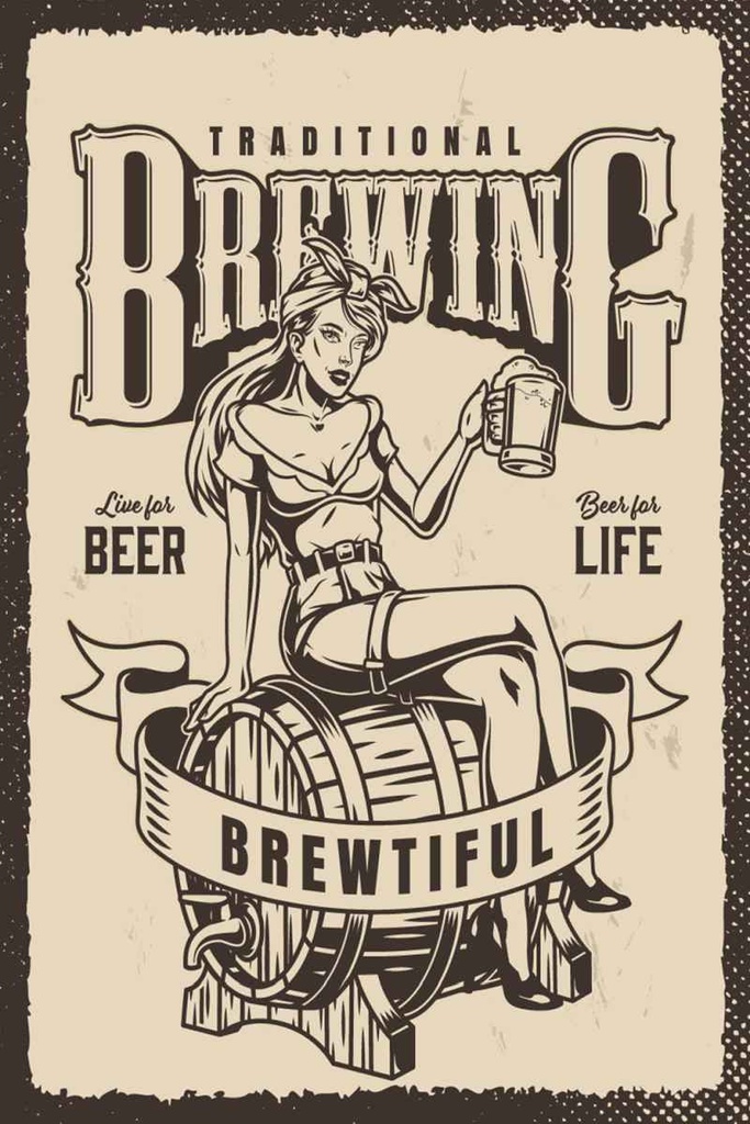 Holzschild 30x20 cm Traditional Brewing live for Beer