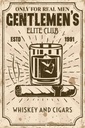 Holzschild 30x20 cm Whiskey Cigars elite club real men