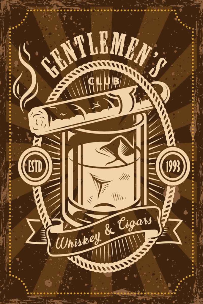 Holzschild 30x20 cm Gentlemen`s Club Whiskey & Cigars