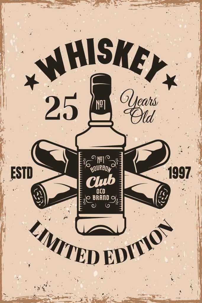 Holzschild 30x20 cm Whiskey 25 years Limited Edition