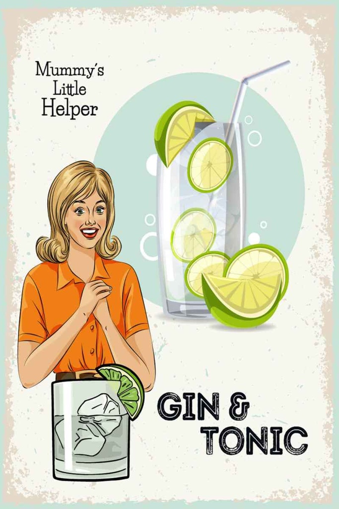 Holzschild 30x20 cm Mummy´s little Helper Gin & Tonic