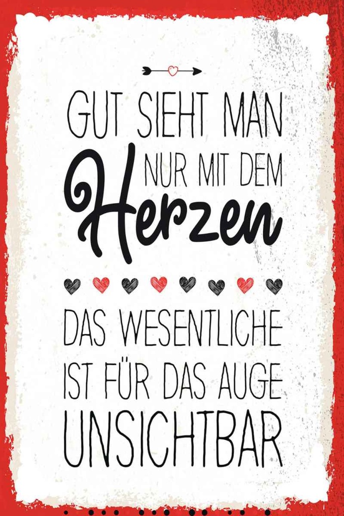 Holzschild 30x20 cm Gut sieht man nur mit dem Herzen