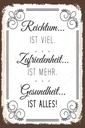 Holzschild 30x20 cm Reichtum viel Zufriedenheit mehr