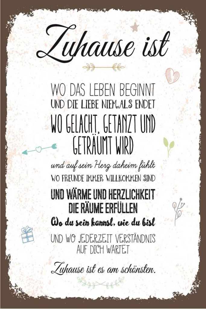Holzschild 30x20 cm Zuhause ist wo das Leben beginnt