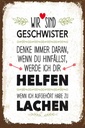 Holzschild 30x20 cm Geschwister wir lachen helfen
