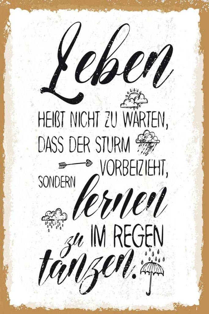 Holzschild 30x20 cm Leben nicht warten Sturm vorbei