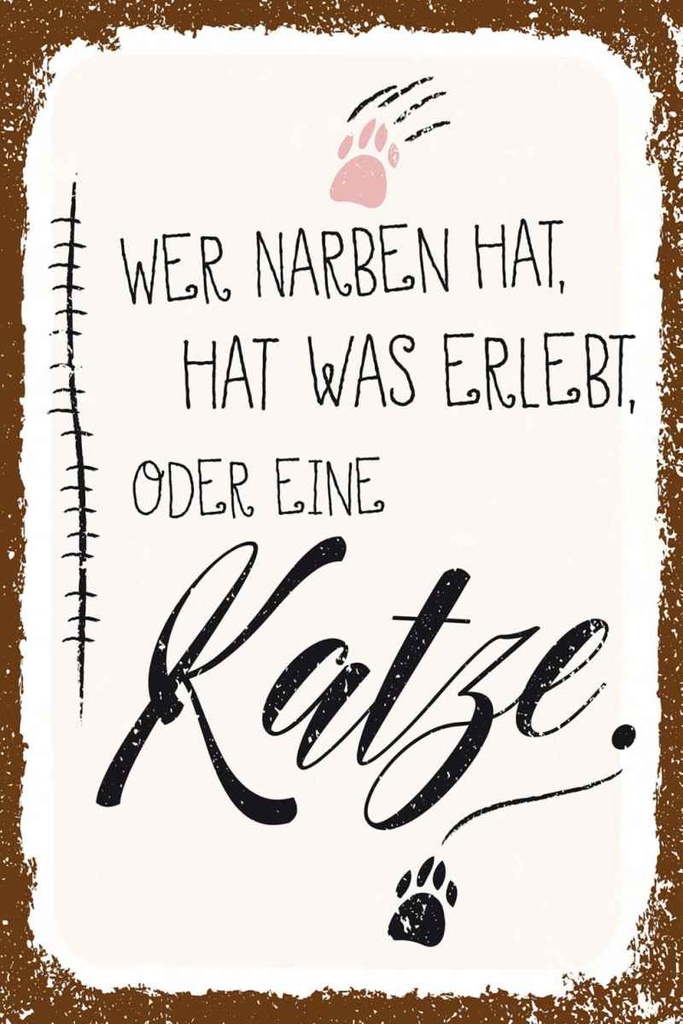 Holzschild 30x20 cm Katze Wer Narben hat was erlebt