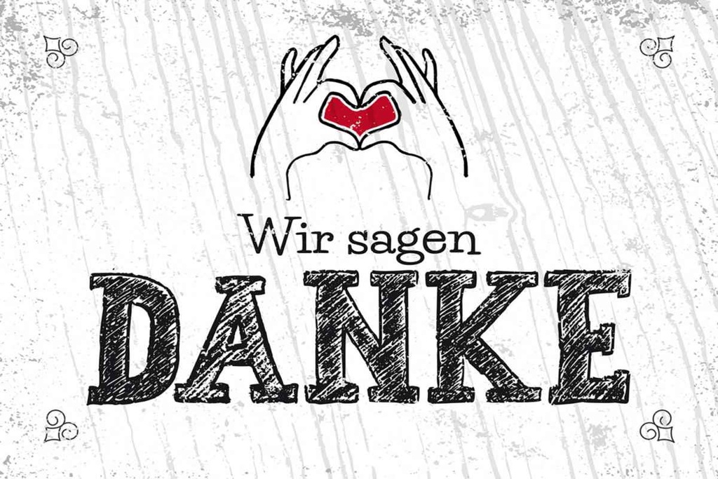 Holzschild 20x30 cm wir sagen danke Herz