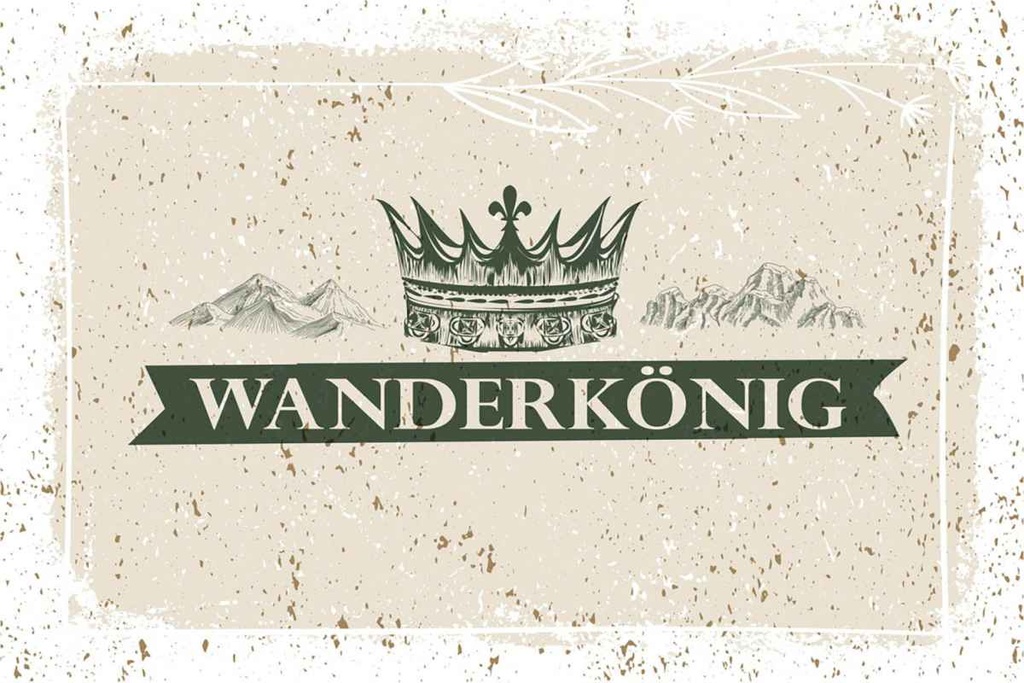 Holzschild 20x30 cm Wanderkönig Krone Berge