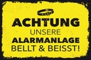 Holzschild 20x30 cm Achtung unsere Alarmanlage beisst