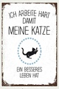 Holzschild 30x20 cm Katze ich arbeite hart damit meine