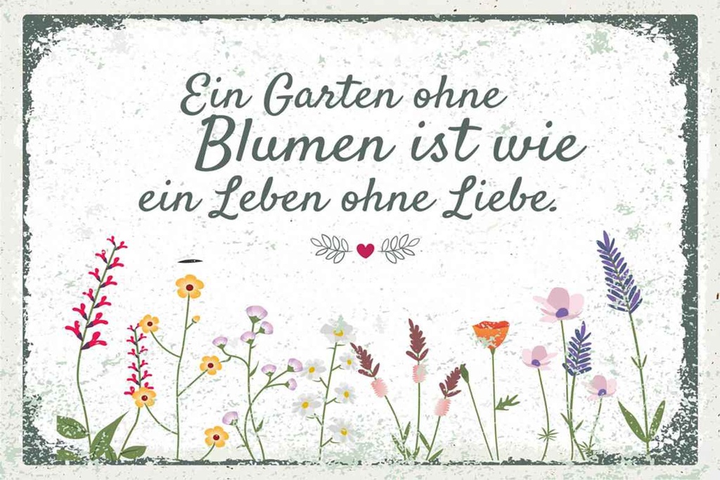 Holzschild 20x30 cm Garten ohne Blumen Leben ohne Liebe