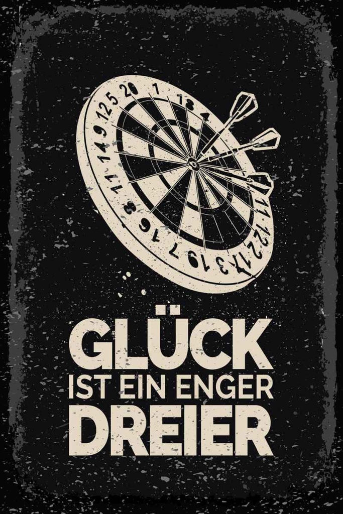 Holzschild 30x20 cm Dart Glück ist ein enger Dreier