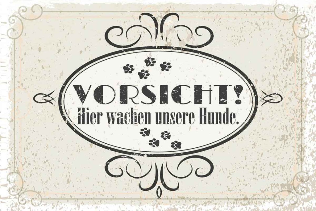 Holzschild 20x30 cm Vorsicht Hier wachen unsere Hunde