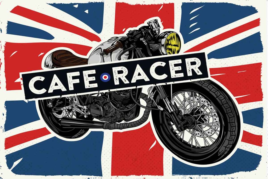 Holzschild 20x30 cm Motorcycle Cafe Racer Motorrad UK