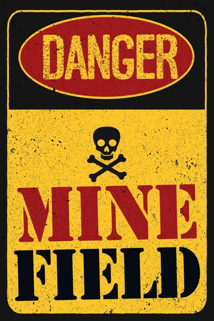 Holzschild 30x20 cm Achtung Danger Mine Field Minenfeld