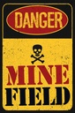 Holzschild 30x20 cm Achtung Danger Mine Field Minenfeld