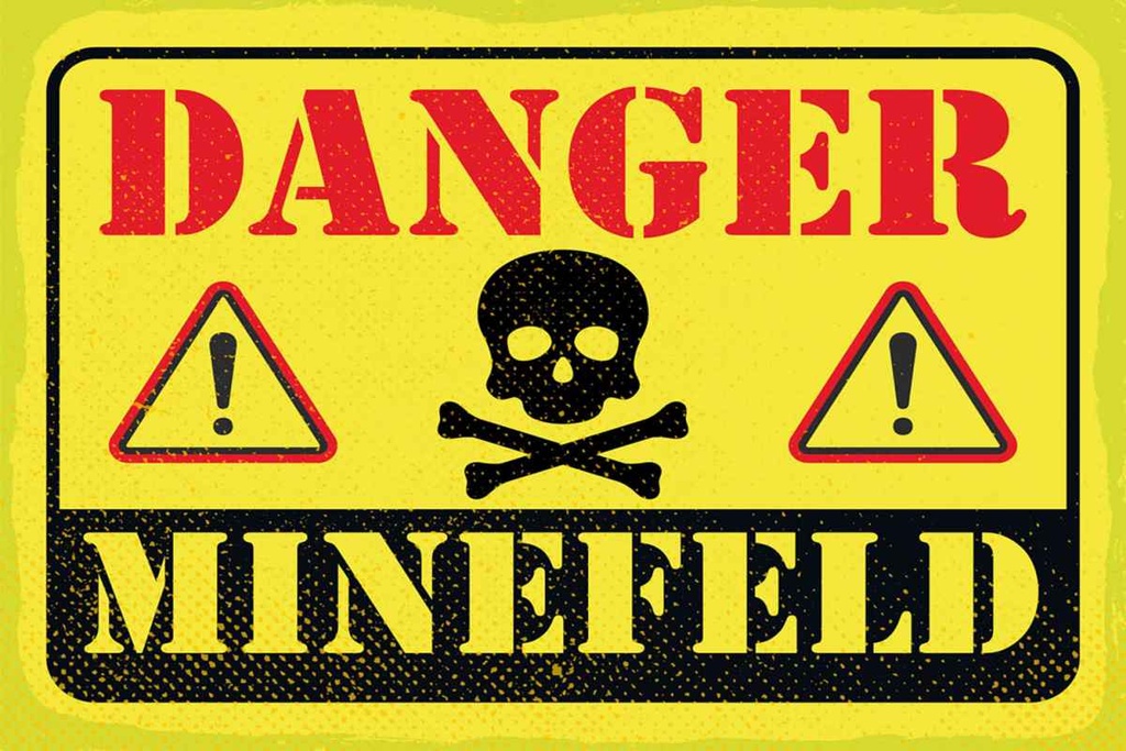 Holzschild 20x30 cm Achtung Danger Mine Field Minenfeld