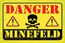 Holzschild 20x30 cm Achtung Danger Mine Field Minenfeld