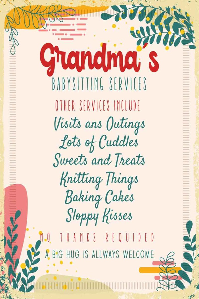 Holzschild 30x20 cm Grandma´s Babysitting services