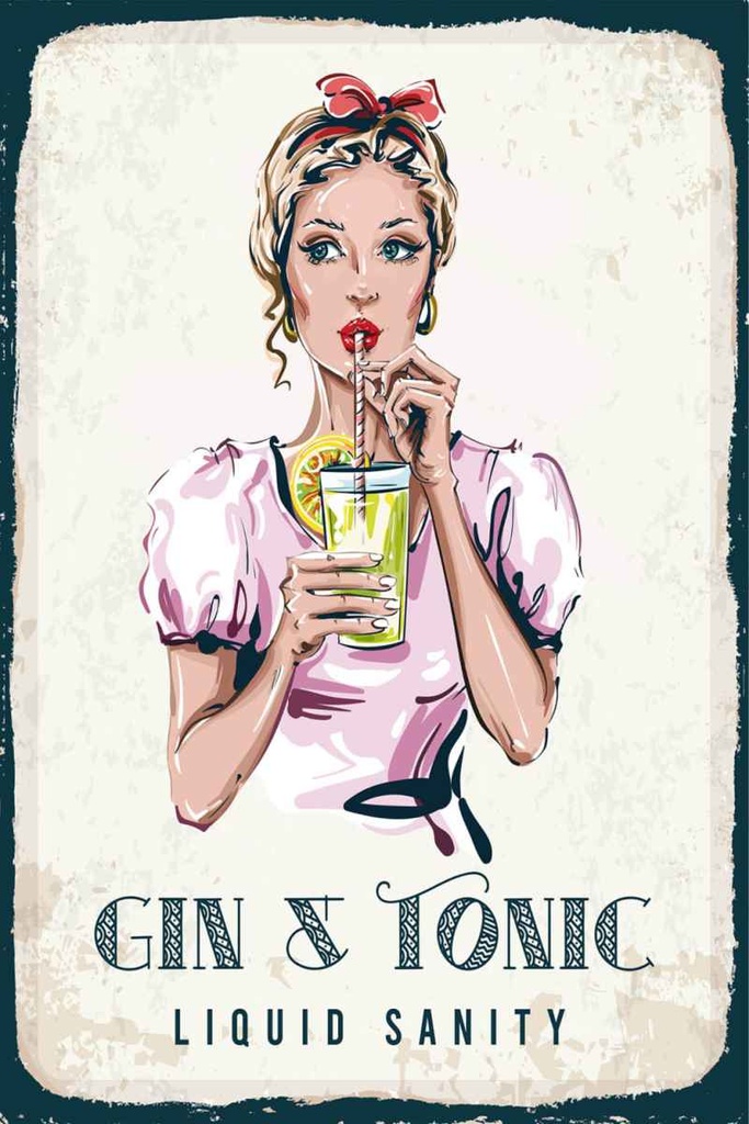 Holzschild 30x20 cm Gin & Tonic Liquid Sanity