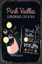 Holzschild 30x20 cm Pink Vodka Cocktail Recipe