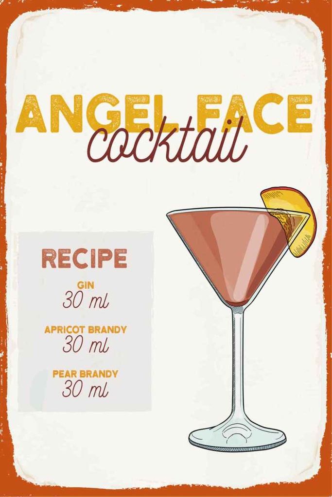 Holzschild 30x20 cm Angel Face Cocktail Recipe