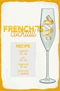 Holzschild 30x20 cm French 75 Cocktail Recipe