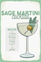 Holzschild 30x20 cm Sage Martini Cocktail Recipe